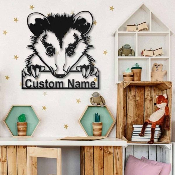 Personalized Opossum Monogram Metal Sign Art, Custom Opossum Metal Sig - Image 2