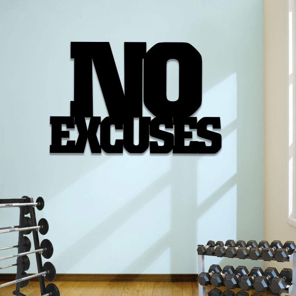 No Excuses Funny Metal Gym Sign, Fitness Wall Decor, Metal Laser Cut M - Image 2