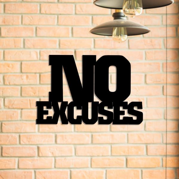 No Excuses Funny Metal Gym Sign, Fitness Wall Decor, Metal Laser Cut M - Image 4