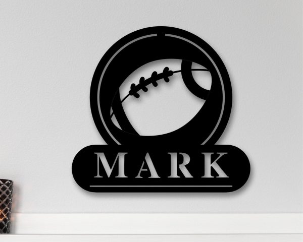 Personalized Metal Football Sign, Metal Football Wa - Image 2