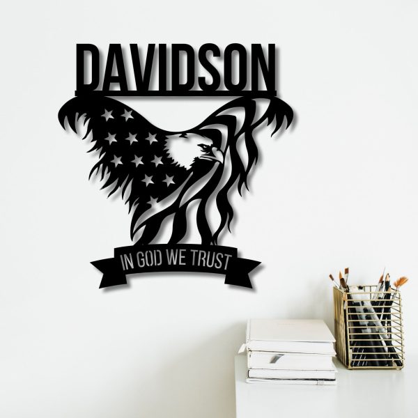 Custom Metal Eagle Sign, Eagle Sign, American Flag Sign, Custom Name S