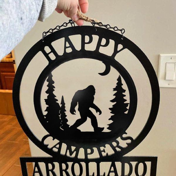 Bigfoot Sasquatch Camping Signs & Family Welcome Yard Decor Cut Metal