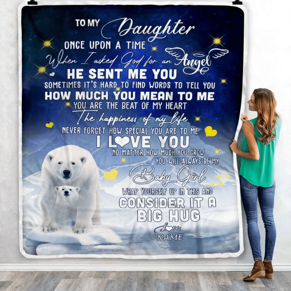 Personalized To My Daughter Blanket From Mom Mother Dad Polar Bear Nev - Image 5