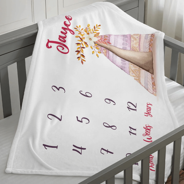 Personalized Baby Blankets Personalized baby milestone blanket with na - Image 3