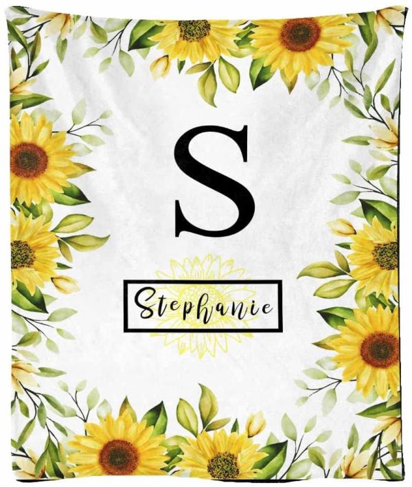 Personalized Name Blanket Sunflowers With Initial Blanket Gifts For Ki - Image 6