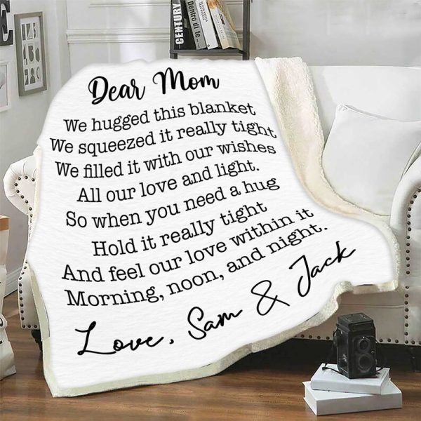 We Hugged This Customized Blanket, Blanket From Kids Gift For Mom, Gif - Image 5