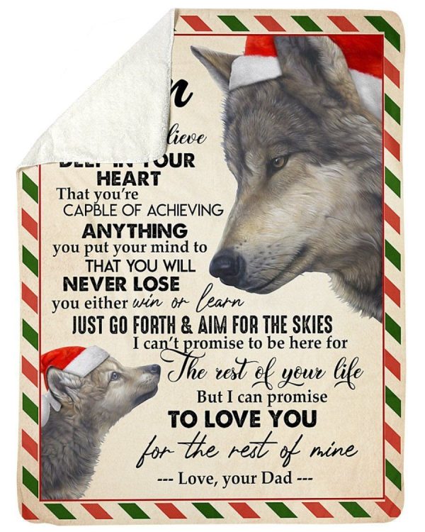 Dad To Son Love You For The Rest Of Mine Christmas Fleece Blanket Sher