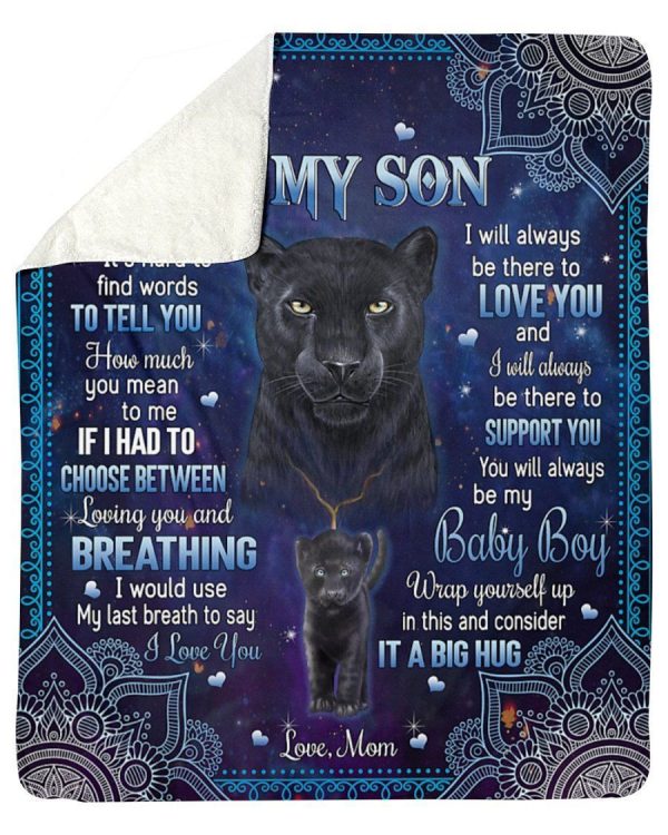 Lion Mama To Son Fleece Blanket Black Panther Always Be There Sherpa B