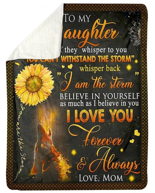 Sunflower Wolf I Love You Fleece Blanket To Daughter Sherpa Blanket