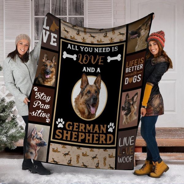 All You Need Is Love And A German Shepherd Dog Fleece Blanket - Image 2