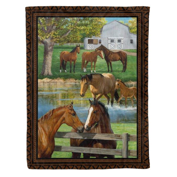 Horse Farm Peaceful Hometown Fleece Blanket Gift For Men - Image 2