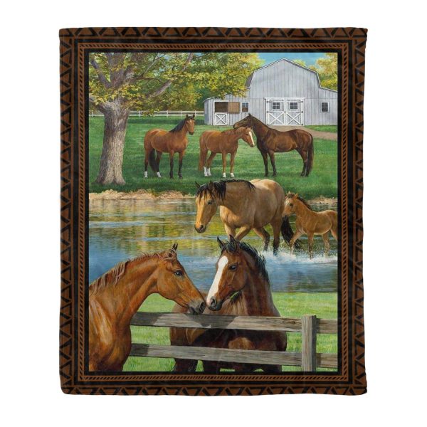 Horse Farm Peaceful Hometown Fleece Blanket Gift For Men - Image 3