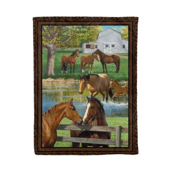 Horse Farm Peaceful Hometown Fleece Blanket Gift For Men - Image 4