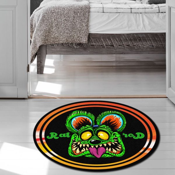 Rat Rod Rat Fink Round Mat Round Floor Mat Room Rugs Carpet Outdoor Rug Washable Rugs