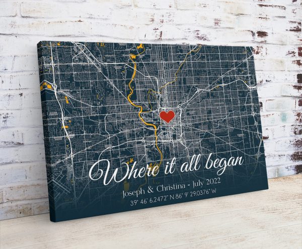 Personalized couple anniversary gift, First Anniversary Gift, Custom Street Map Canvas, Personalized Map Print, Valentines Day Gift Idea - Image 3