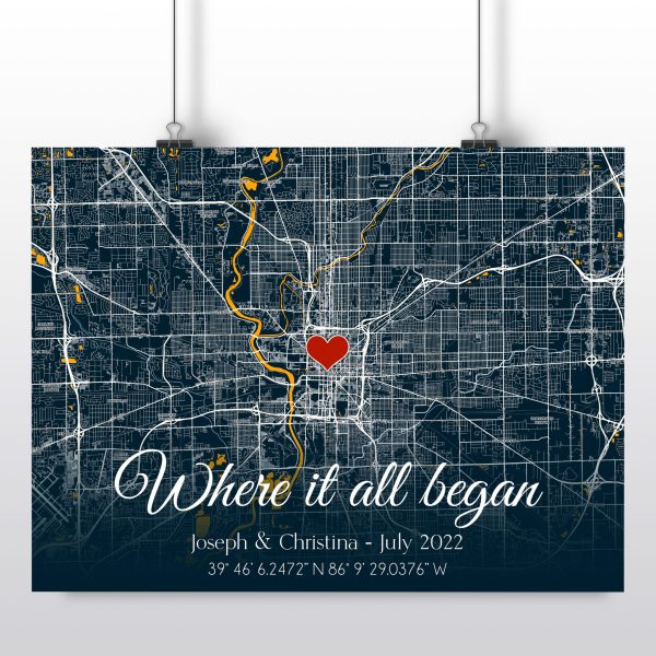 Personalized couple anniversary gift, First Anniversary Gift, Custom Street Map Canvas, Personalized Map Print, Valentines Day Gift Idea - Image 5