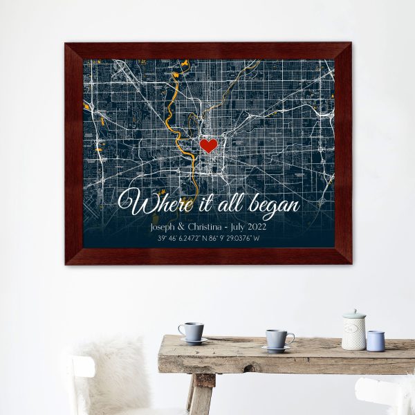 Personalized couple anniversary gift, First Anniversary Gift, Custom Street Map Canvas, Personalized Map Print, Valentines Day Gift Idea - Image 6