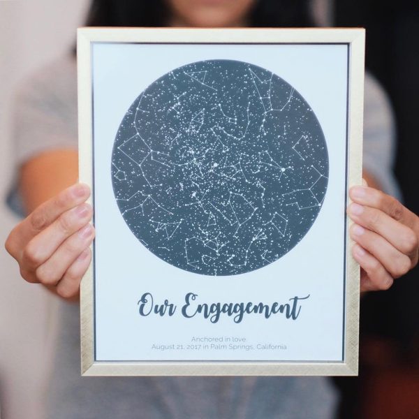 here Canvas Personalized Night Sky Print, Star Map Poster, Wedding Gift, Constellation, Wedding Anniversary Gift, Custom Gift, Engagement Gift