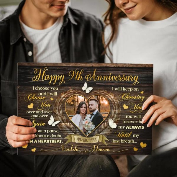 Personalized Canvas Prints, Custom Photo, Gifts For Couples, Happy 9th Anniversary Gift For Husband And Wife, I Choose You Dem Canvas - Image 3