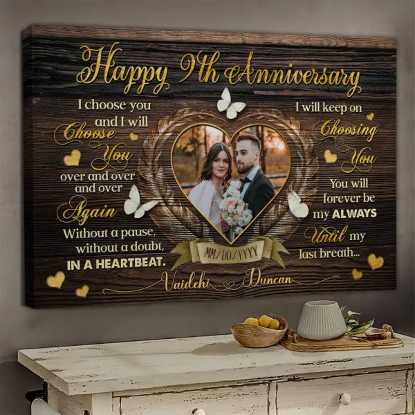 Personalized Canvas Prints, Custom Photo, Gifts For Couples, Happy 9th Anniversary Gift For Husband And Wife, I Choose You Dem Canvas - Image 6