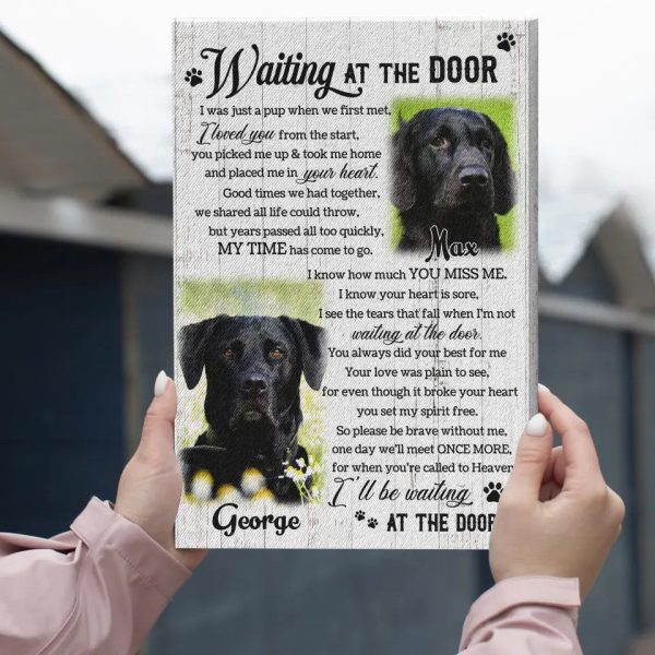 Personalized Canvas Prints, Custom Photo, Pet Memorial Gifts, Custom Two Pet Photo, Dog Loss Gifts, Remembrance Gifts, Waiting At The Door Dem Canvas - Image 2