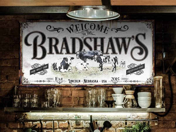 here Canvas Personalized Dairy Farm Sign | Holstein Cattle Sign | Family Name Sign | Dairy Sign | Ranch House Plans | Farm Wall Decor | Distressed Sign - Image 3