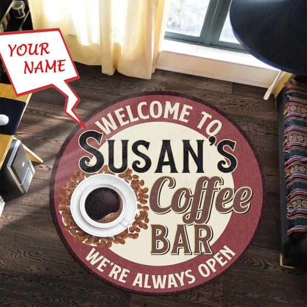 Personalized Coffee Bar Living Room Round Mat Circle Rug - Image 2