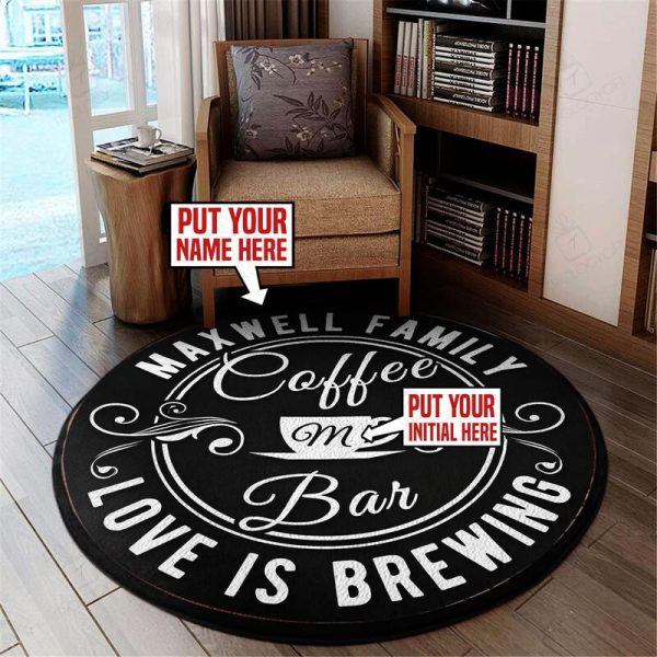 Personalized Coffee Bar Living Room Round Mat Circle Rug - Image 3