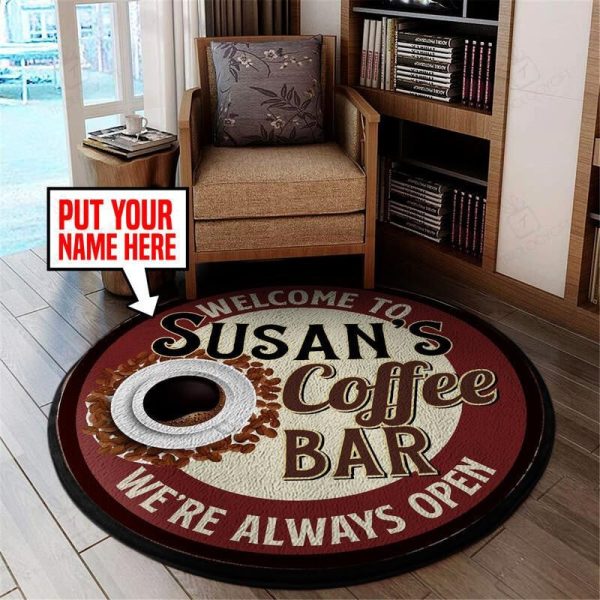 Personalized Coffee Bar Living Room Round Mat Circle Rug - Image 5