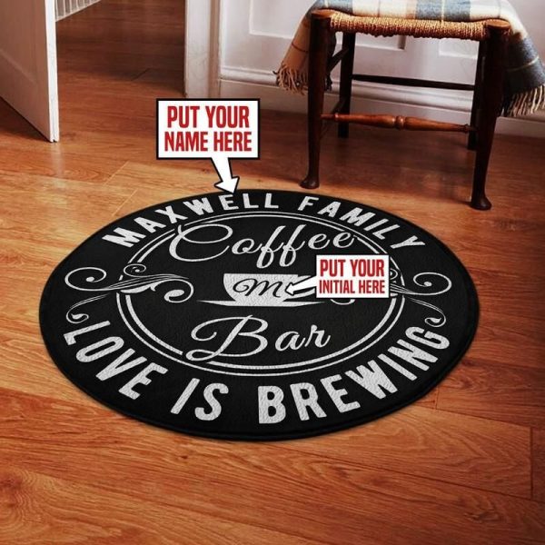 Personalized Coffee Bar Living Room Round Mat Circle Rug