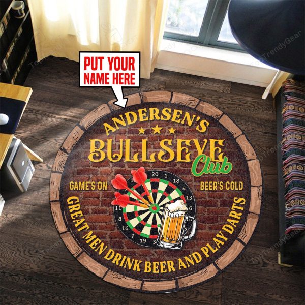 Personalized Bullseye Club Dart And Beer Living Room Round Mat Circle Rug - Image 2