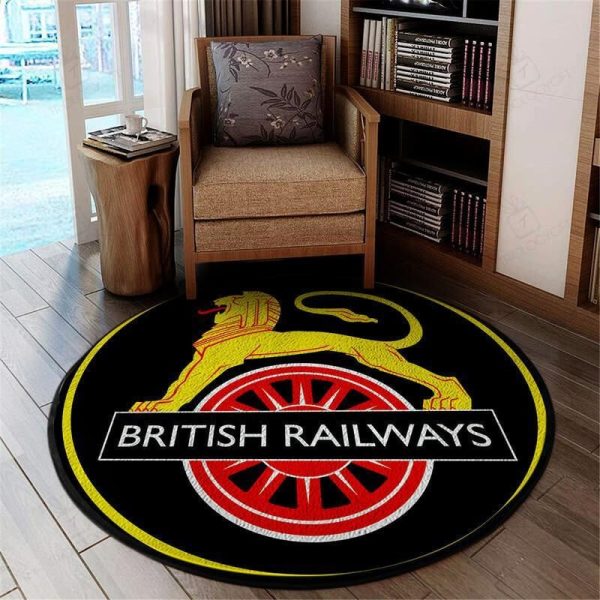 British Railways Reproduction Railroad Living Room Round Mat Circle Rug