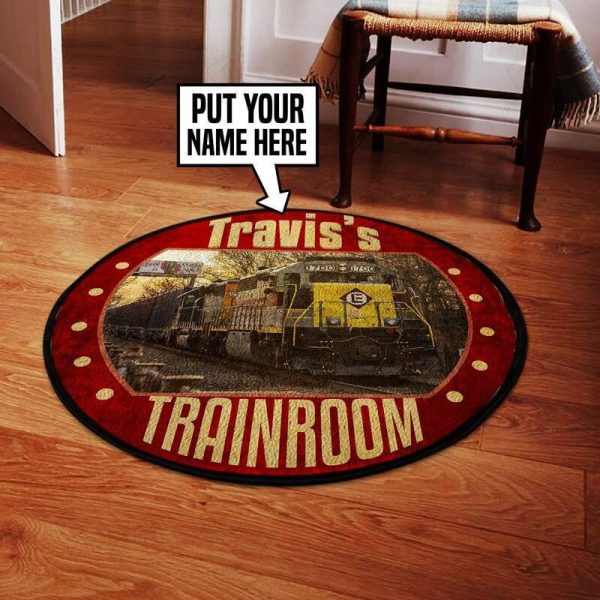 Personalized Erie Lackawanna Railroad Living Room Round Mat Circle Rug