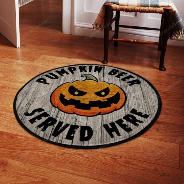 Pumkin Beer Serve Here Living Room Round Mat Circle Rug - Image 2