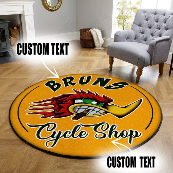 Personalized Garage Garage Decor, Home Bar Decor Hot Rod Garage Decor, Home Bar Decor Motorcycle Round Mat - Image 3