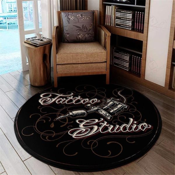 Tattoo Studio Round Mat Round Floor Mat Room Rugs Carpet Outdoor Rug Washable Rugs