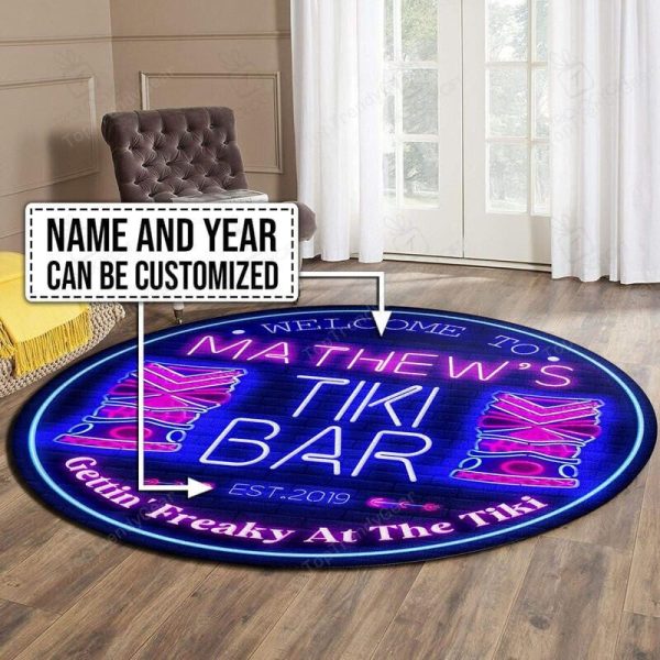 Personalized Tiki Bar Round Mat Round Floor Mat Room Rugs Carpet Outdoor Rug Washable Rugs - Image 2