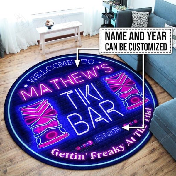 Personalized Tiki Bar Round Mat Round Floor Mat Room Rugs Carpet Outdoor Rug Washable Rugs - Image 3