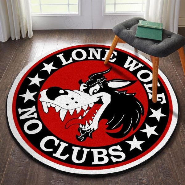 Lone Wolf No Clubs Hot Rod Round Mat Round Floor Mat Room Rugs Carpet Outdoor Rug Washable Rugs