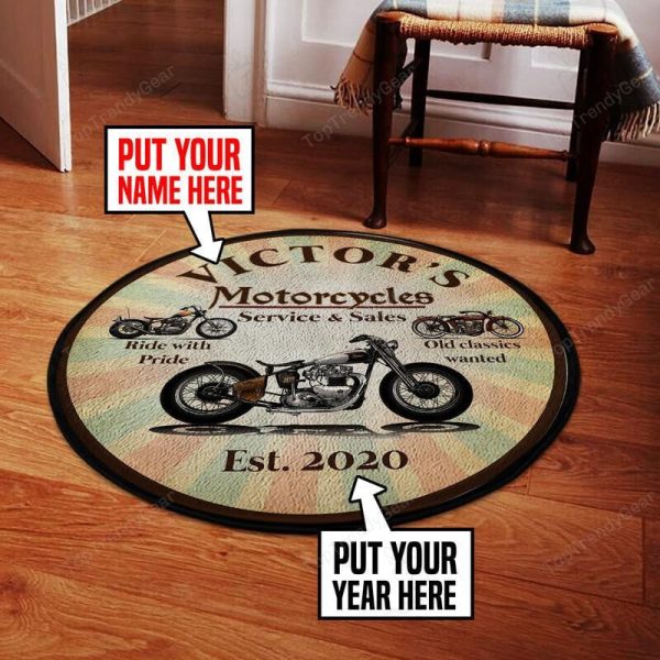 Personalized Motorcycle Garage Round Mat Round Floor Mat Room Rugs Carpet Outdoor Rug Washable Rugs - Image 2