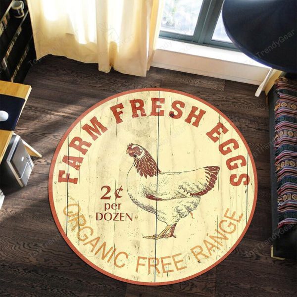 Farm Fresh Eggs Round Mat Round Floor Mat Room Rugs Carpet Outdoor Rug Washable Rugs - Image 2