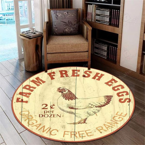 Farm Fresh Eggs Round Mat Round Floor Mat Room Rugs Carpet Outdoor Rug Washable Rugs - Image 3