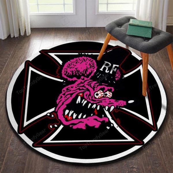 Rat Fink Hot Rod Garage Round Mat Round Floor Mat Room Rugs Carpet Outdoor Rug Washable Rugs - Image 2