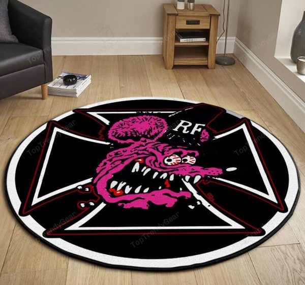 Rat Fink Hot Rod Garage Round Mat Round Floor Mat Room Rugs Carpet Outdoor Rug Washable Rugs - Image 3