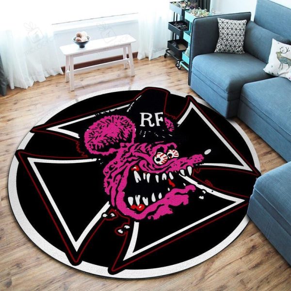 Rat Fink Hot Rod Garage Round Mat Round Floor Mat Room Rugs Carpet Outdoor Rug Washable Rugs