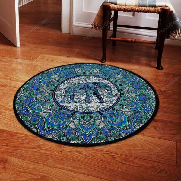 Yoga Elephant Mandala Round Mat Round Floor Mat Room Rugs Carpet Outdoor Rug Washable Rugs - Image 2