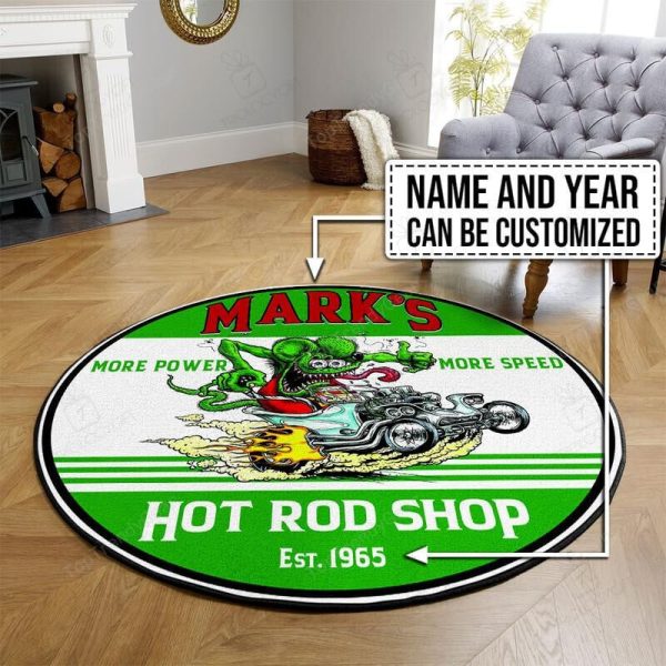 Personalized Rat Fink Hot Rod Shop Round Mat Round Floor Mat Room Rugs Carpet Outdoor Rug Washable Rugs - Image 3