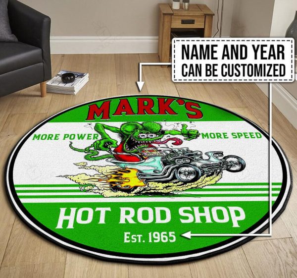 Personalized Rat Fink Hot Rod Shop Round Mat Round Floor Mat Room Rugs Carpet Outdoor Rug Washable Rugs