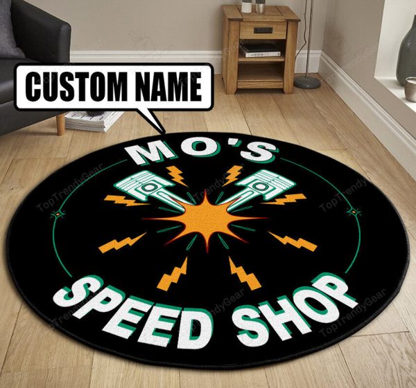 Personalized Speed Shop Hot Rod Round Mat Round Floor Mat Room Rugs Carpet Outdoor Rug Washable Rugs - Image 3