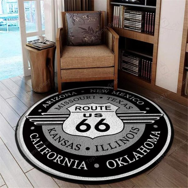 Route 66 Round Mat Round Floor Mat Room Rugs Carpet Outdoor Rug Washable Rugs - Image 2